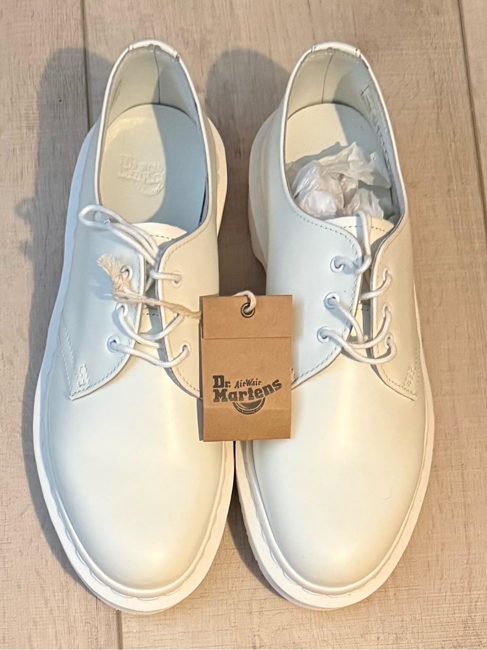 Dr. Martens Men's White 3-Eye Derby Shoes — Smooth Leather